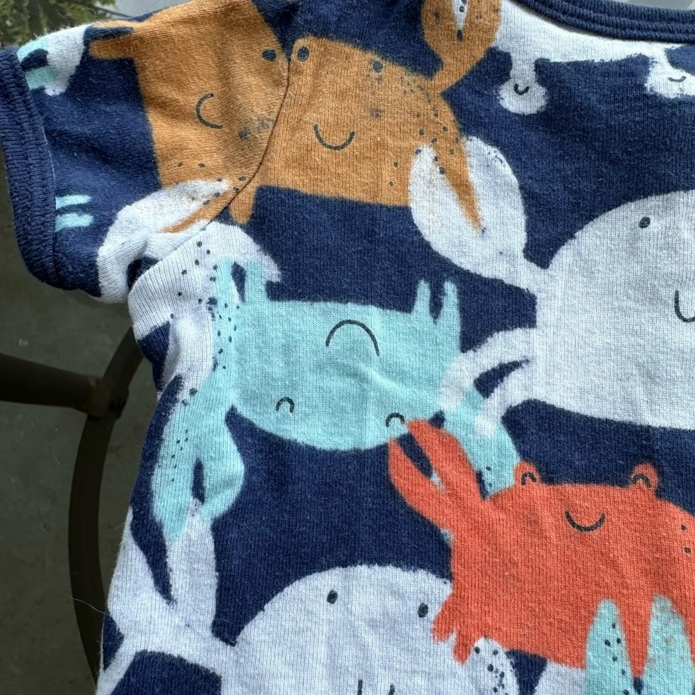 Carter’s Baby Crabs Snap Up Short Sleeve Romper in Navy/White - Size 9 Months
